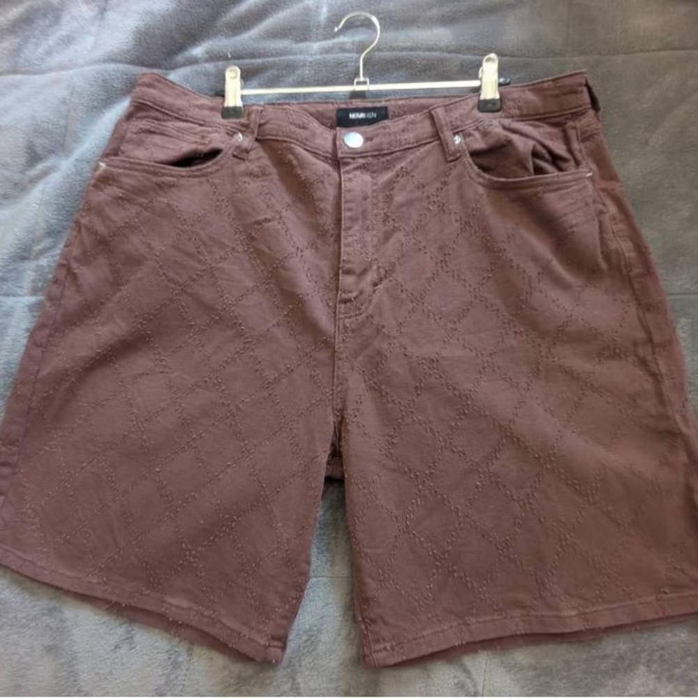 Fashion Nova Brown Embroidered Flat Front Shorts